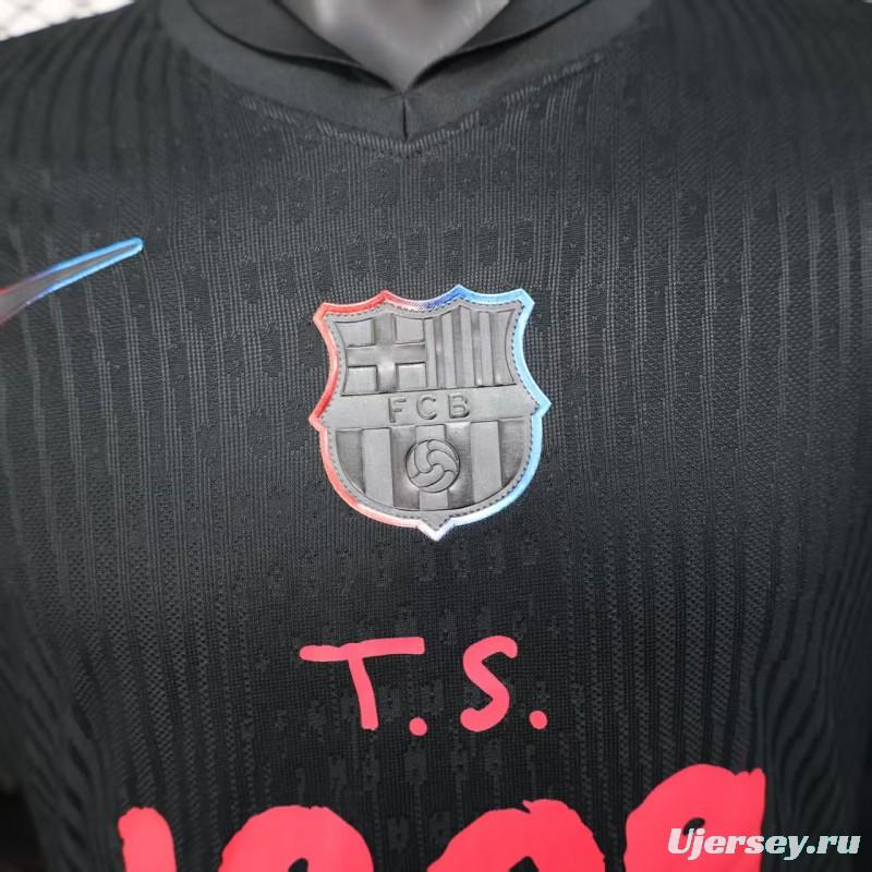 Player Version 25/26 FC Barcelona Black with Pink "T.S. 1989" Jersey