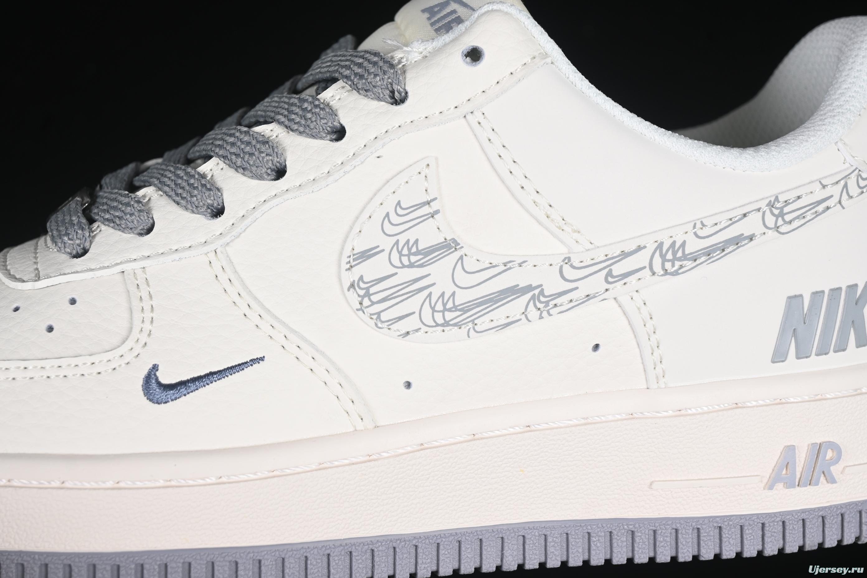 Nike Air Force 1 '07 Low Casual Sneakers in Light Grey with Mini Swoosh - HH7518-048