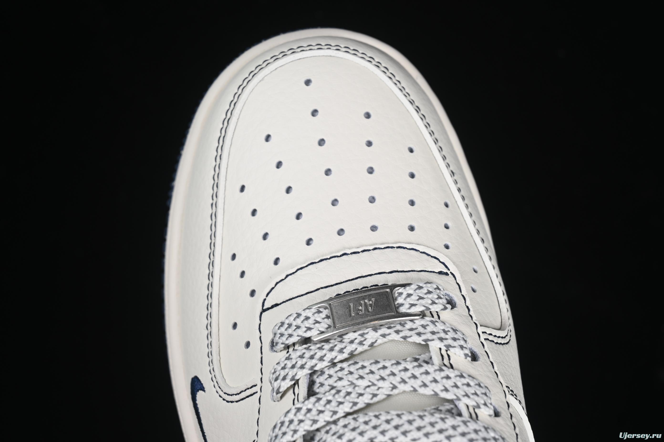 Nike Air Force 1 '07 Low UN Collaboration Navy Splatter Swoosh Casual Sneakers - XS1958-522