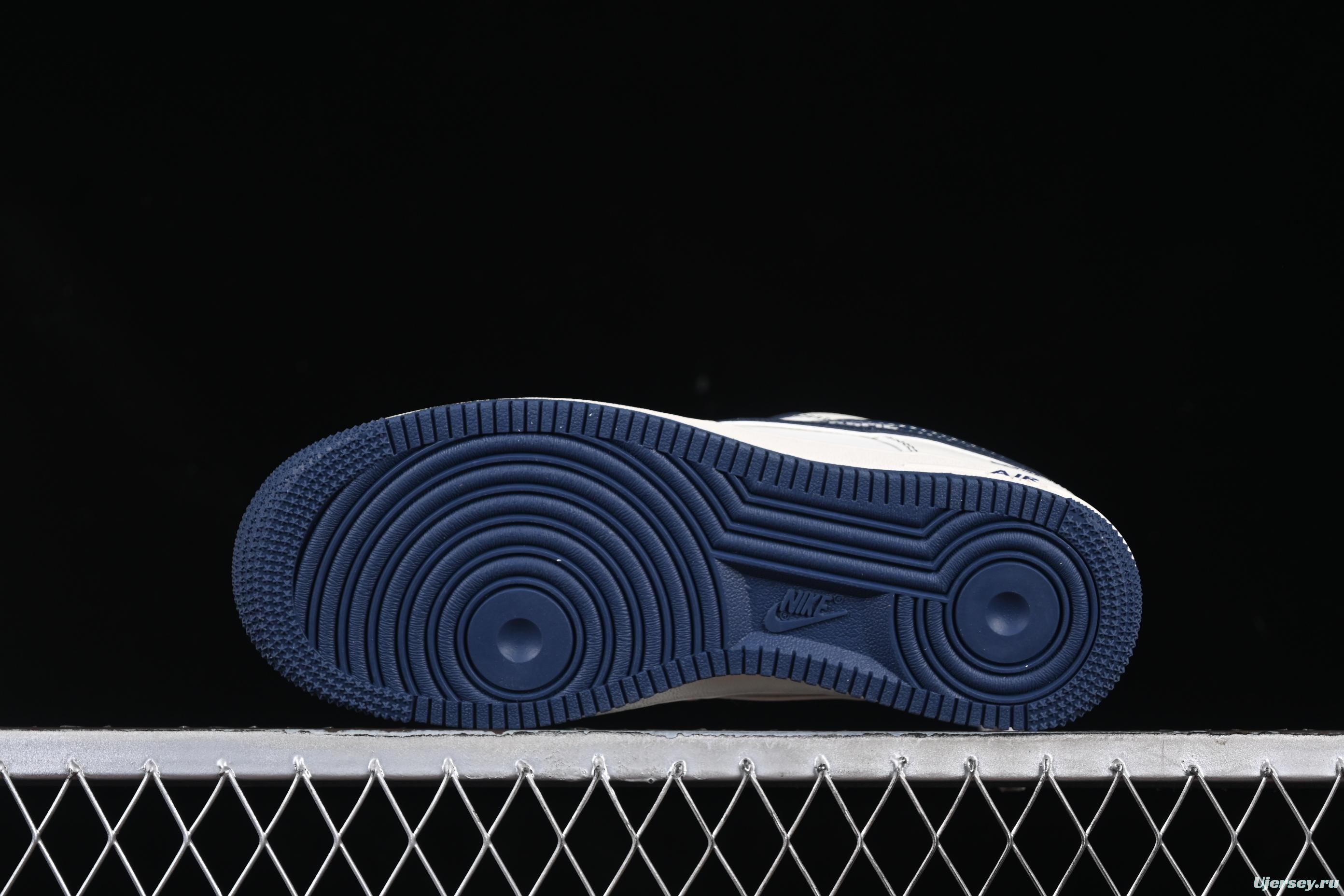 Nike Air Force 1 '07 Low Supreme Collaboration Dark Blue Swoosh Casual Sneakers - XS1958-524