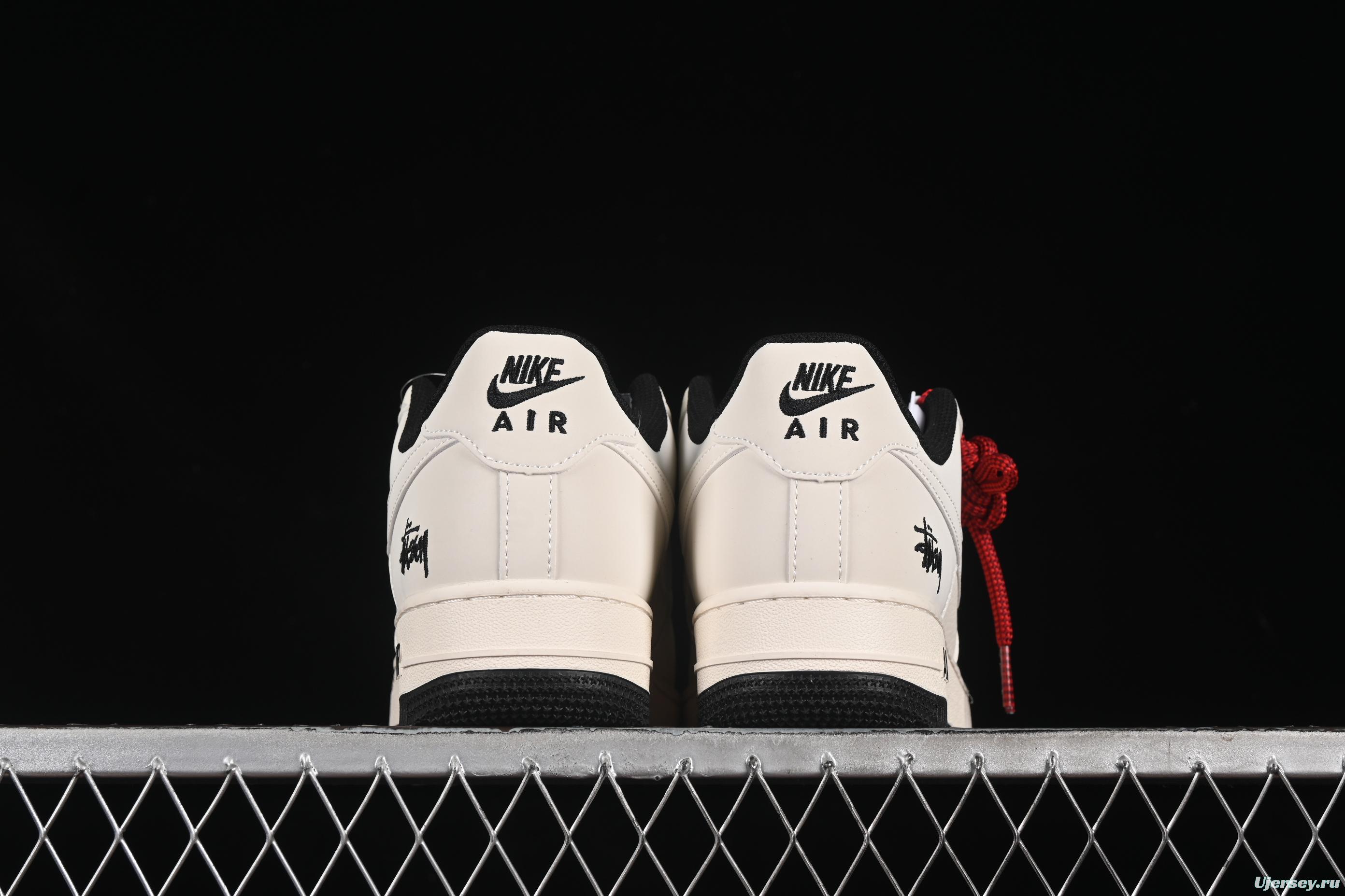 Nike Air Force 1 '07 Low Stussy Collaboration Small Double Swoosh Black Sole Low-Top Casual Sneakers - XZ6188-713