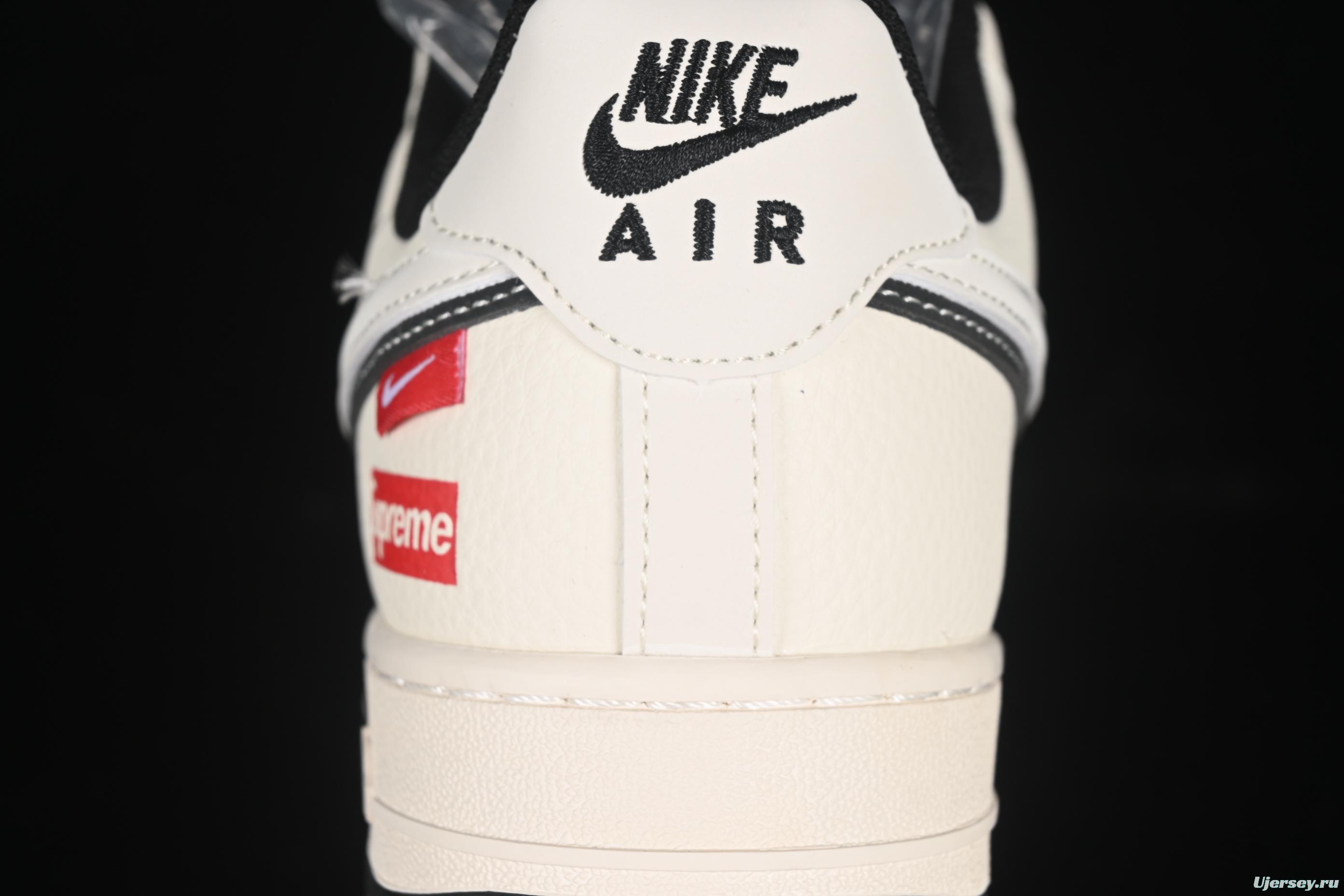 Nike Air Force 1 '07 Low Supreme Collaboration White Black Double Swoosh Casual Sneakers - XS1958-545