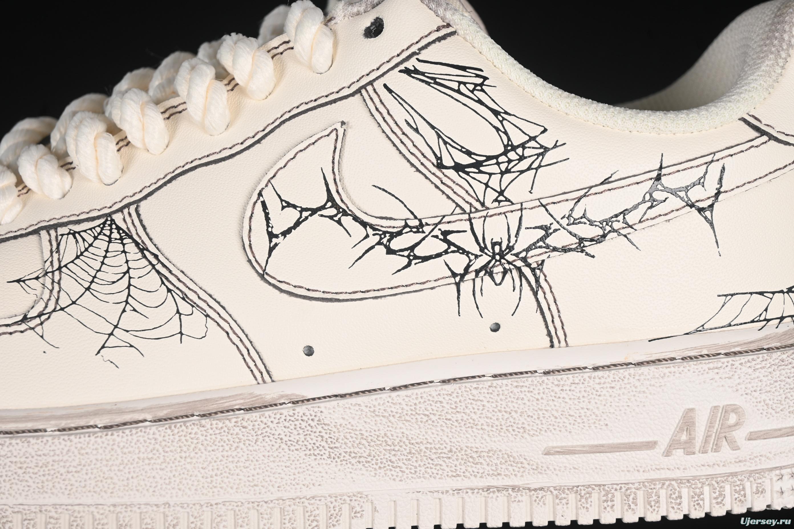 Nike Air Force 1'07 Low Casual Sneakers with Vintage Spider Web Design - 315221-333