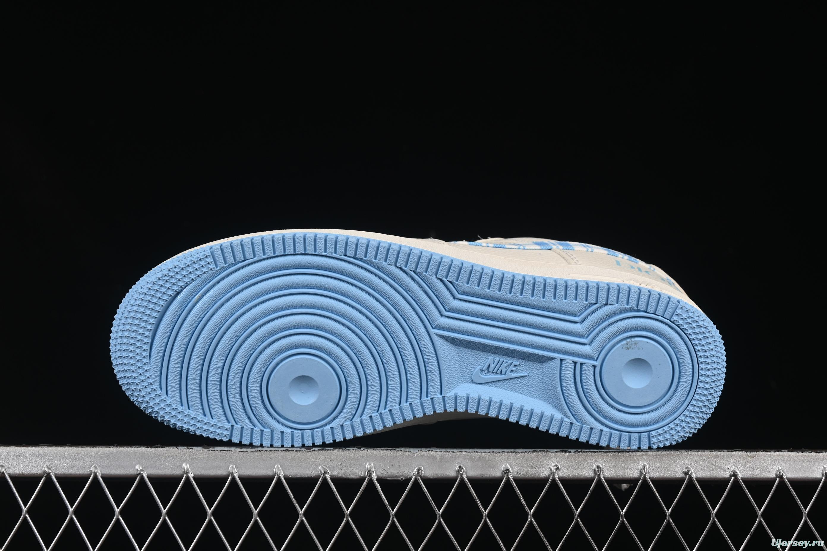 Nike Air Force 1'07 Low Dior Collaboration Beige Blue Checkered Casual Sneakers - KK1988-072