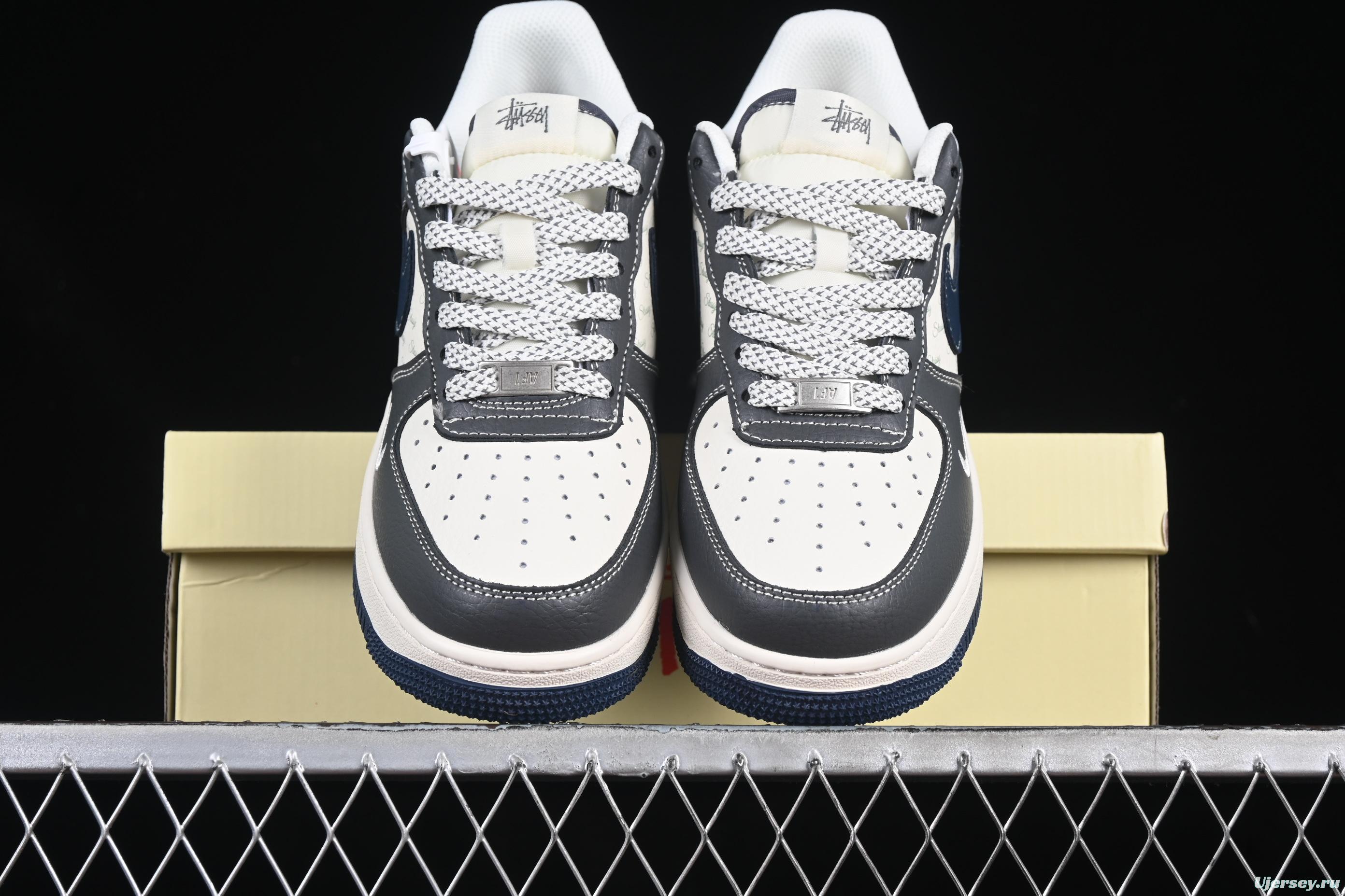 Nike Air Force 1 '07 Low Stussy Collaboration Navy Grey Casual Sneakers - XS1958-519