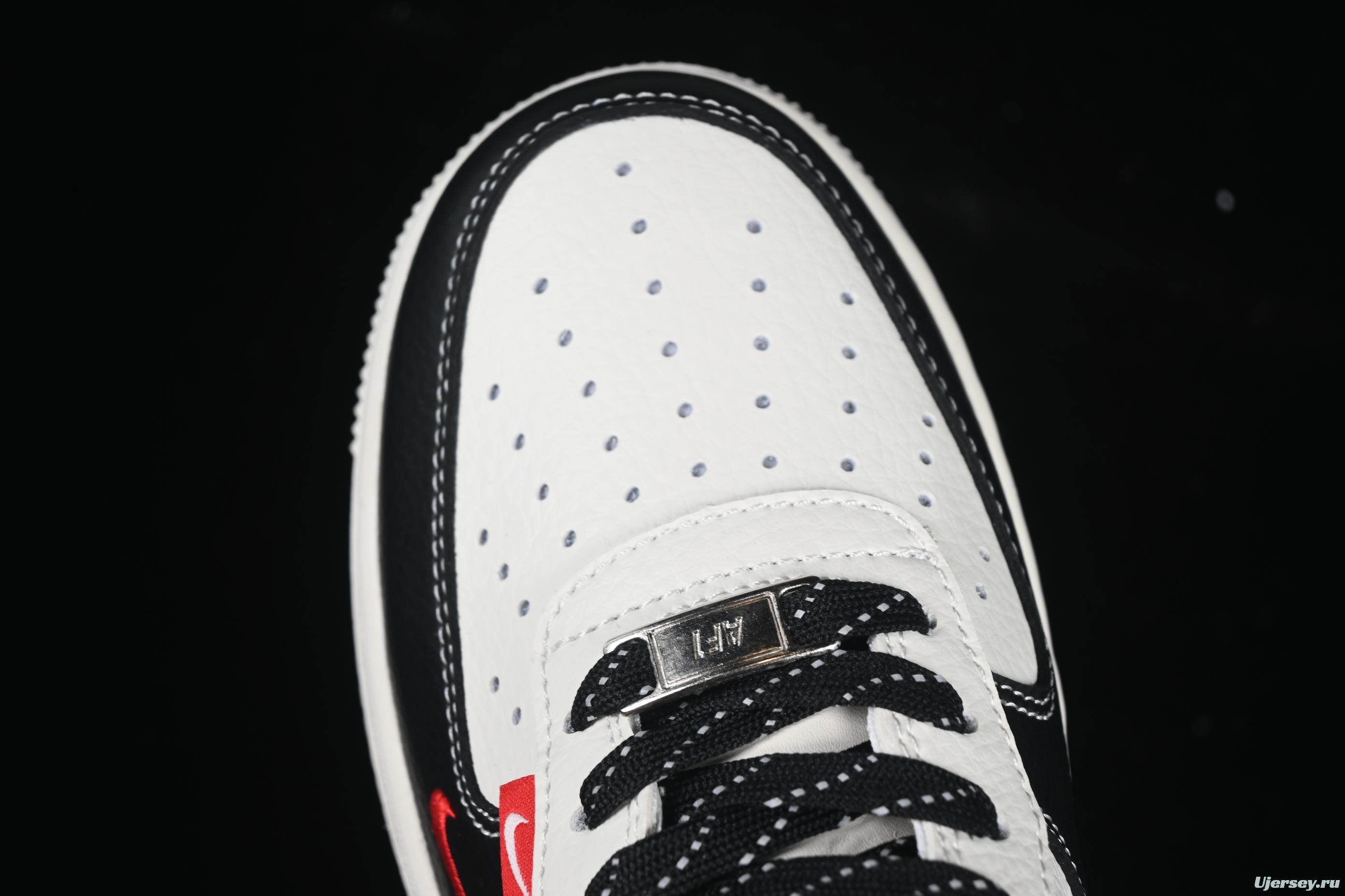 Nike Air Force 1 '07 Low Supreme Collaboration Two-Tone Red Swoosh Casual Sneakers - CS5288-004