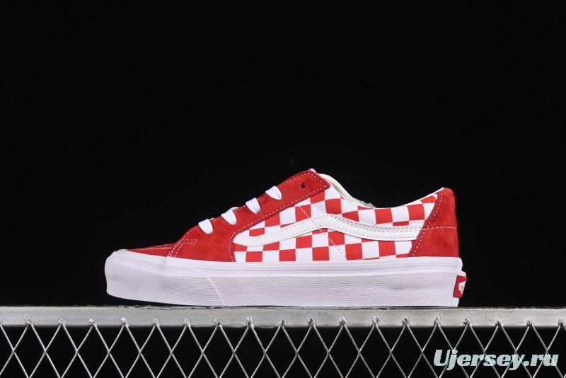 Vans Sk8-Low White Red Checkerboard Slip-Resistant Casual Skate Shoes - VN0A4UUK4W9
