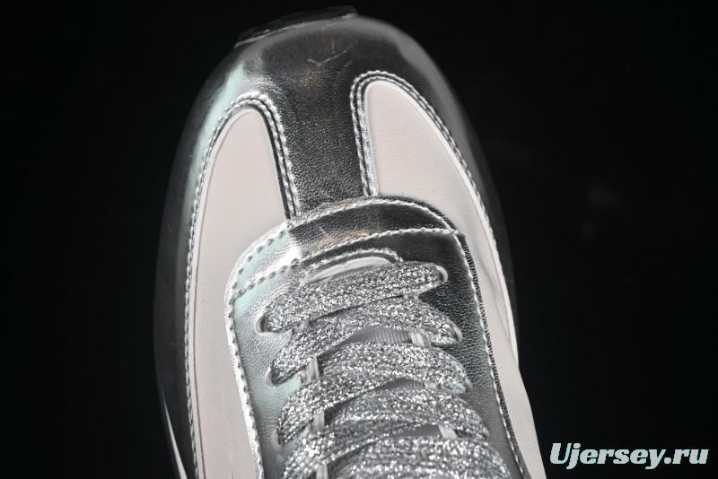 Golden Goose Marathon Comfortable Low-Top Lifestyle Sneakers in White Black Silver - H8D4