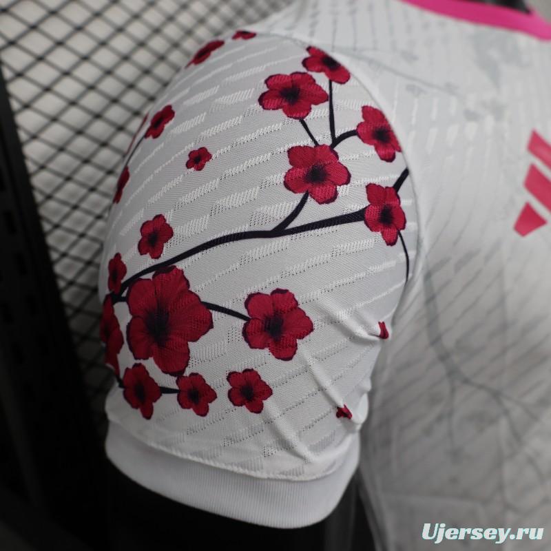 Player Version 2025 Japan White with Blue and Red Bird Jersey