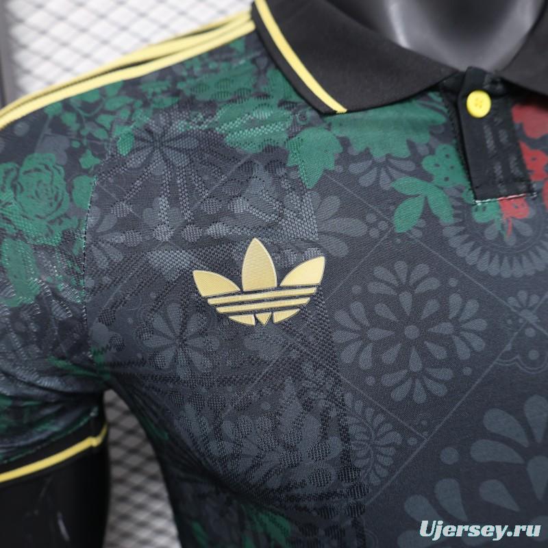 Player Version 2025 Mexico Black with Floral Pattern Design Jersey