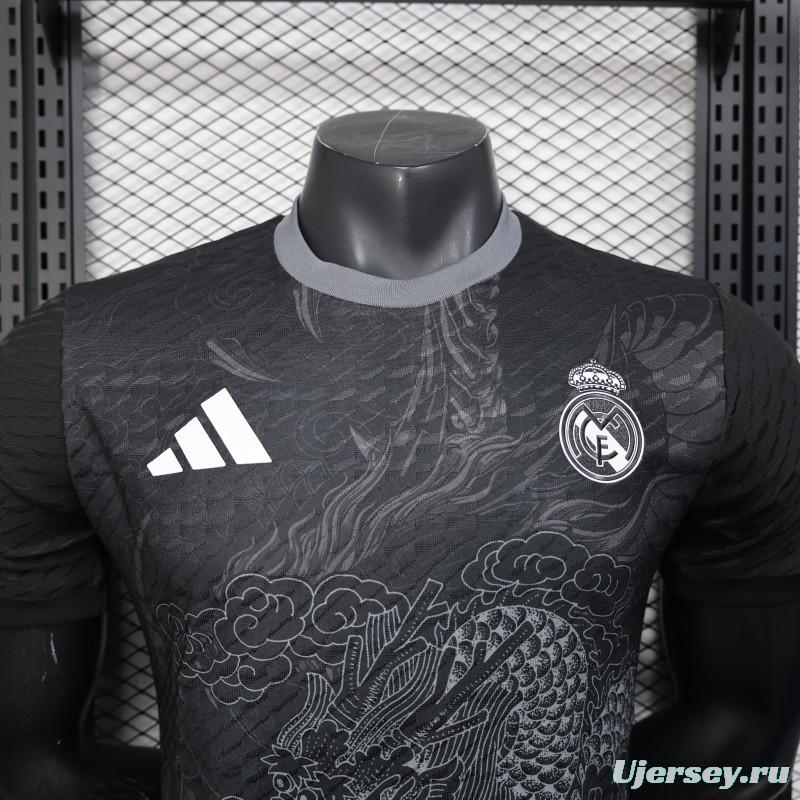 Player Version 25/26 Real Madrid Black with Dragon Design Jersey