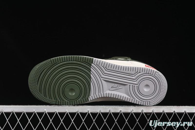 Nike Air Force 1'07 Low Supreme Collaboration Dual-Tone Grey Green Lace-Up Casual Sneakers - DM6868-070