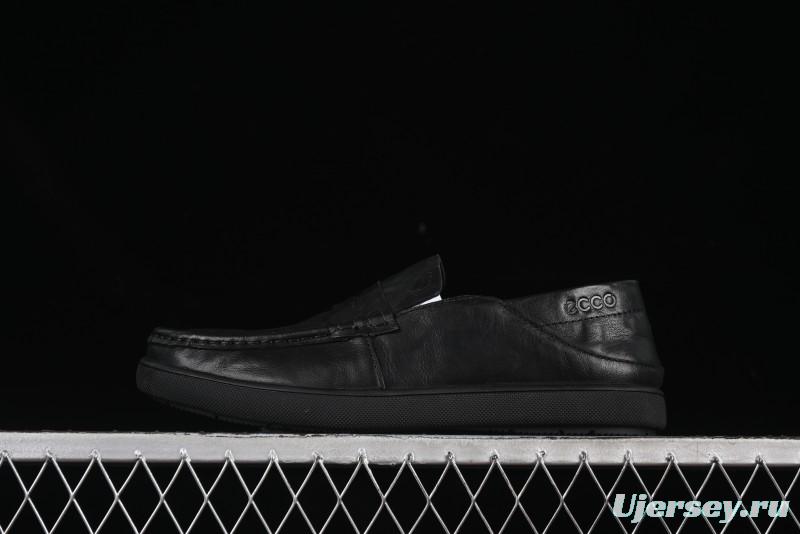 ECCO Soft Moc Summer Genuine Leather Breathable Slip-On Driving Shoes - 63516801001