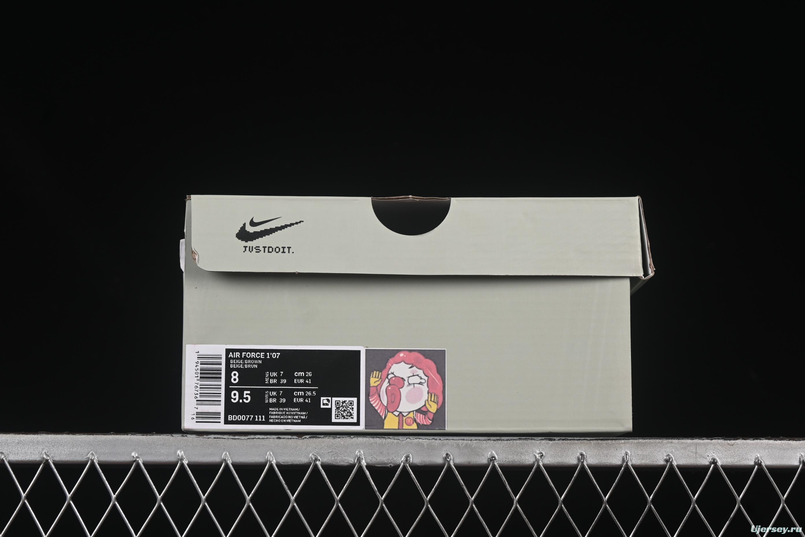Nike Air Force 1'07 Low Casual Sneakers with McDonald's Collaboration Design - BD0077-111