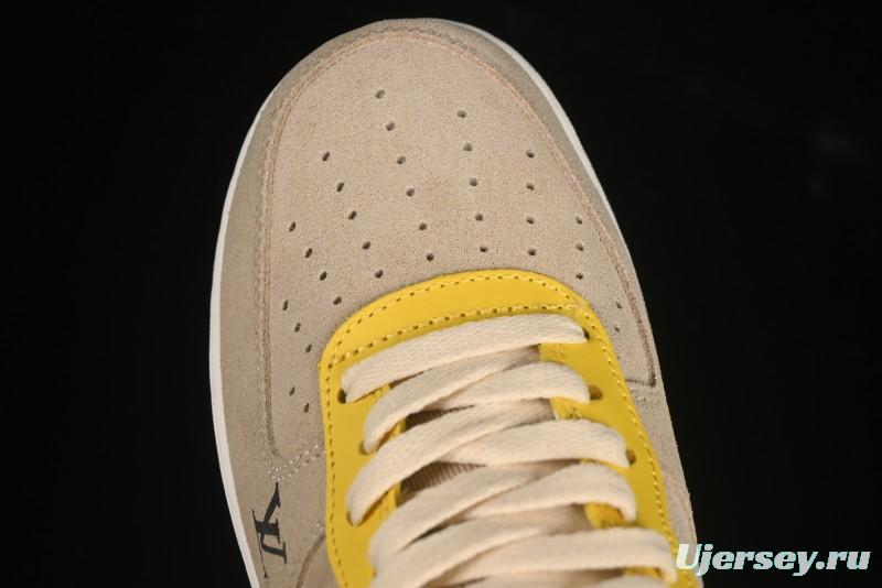 Nike Air Force 1'07 Low LV Collaboration Grey Yellow Casual Sneakers - HQ2037-322