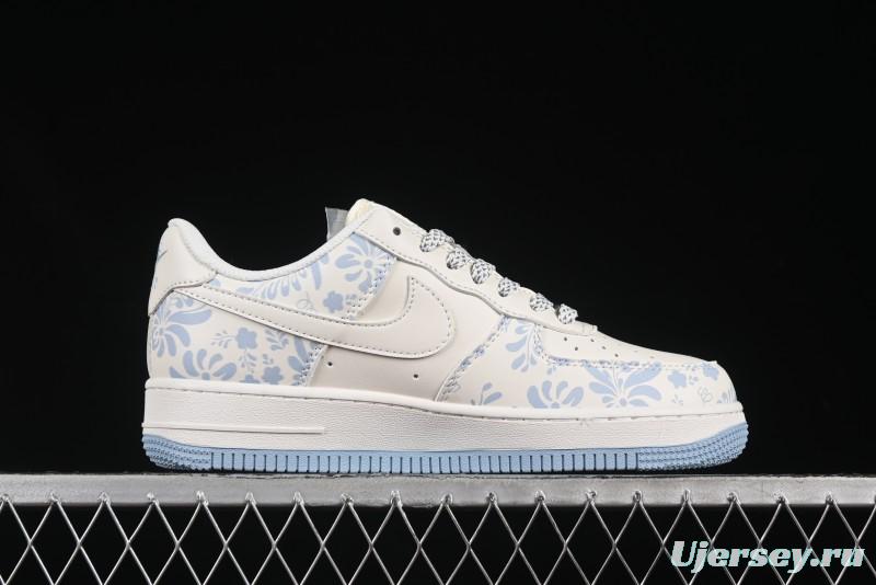 Nike Air Force 1'07 Low Supreme Co-branded Blue and White Casual Sneakers - XX3168-137