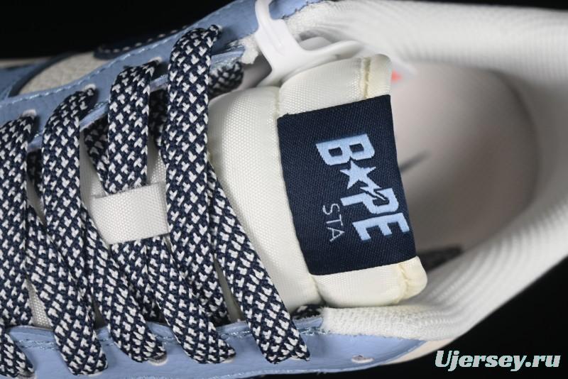 Nike Air Force 1 '07 Low Bape Collaboration Light Blue Swoosh Casual Sneakers - XS1958-554