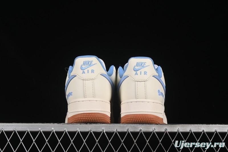 Nike Air Force 1 '07 Low Supreme Collaboration Blue Swoosh Gum Sole Casual Sneakers - XS1958-547