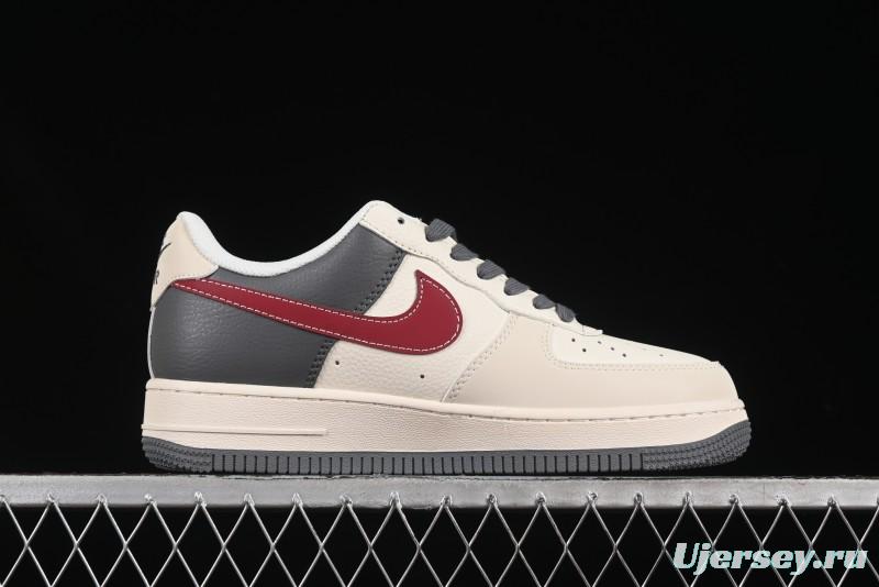 Nike Air Force 1 '07 Low Stussy Collaboration Render Red Swoosh Casual Sneakers - XS1958-573