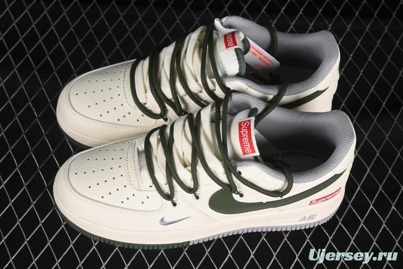 Nike Air Force 1'07 Low Supreme Collaboration Dual-Tone Grey Green Lace-Up Casual Sneakers - DM6868-070