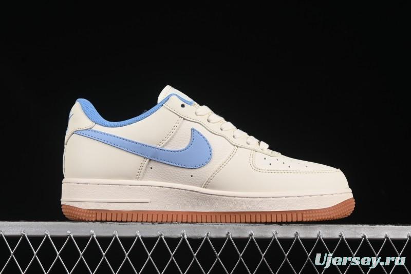 Nike Air Force 1 '07 Low Supreme Collaboration Blue Swoosh Gum Sole Casual Sneakers - XS1958-547