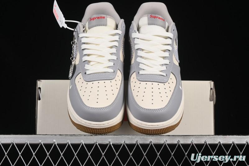 Nike Air Force 1 '07 Low Supreme Collaboration Light Grey Gum Casual Sneakers - KK1988-075