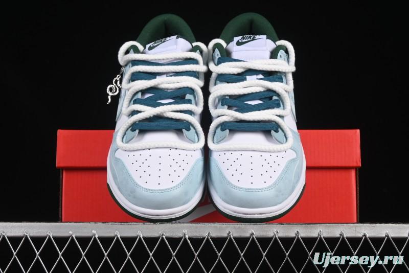 Nike Dunk Low Deconstructed Snake Emblem White Blue Low-Top Casual Sneakers - DD1391-101