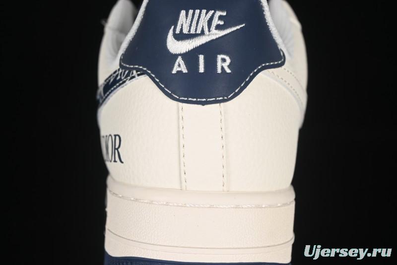 Nike Air Force 1 '07 Low Dior Collaboration Blue Iridescent Swoosh Casual Sneakers - XS1958-569