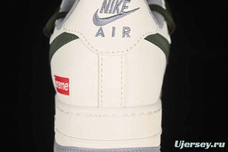 Nike Air Force 1'07 Low Supreme Collaboration Dual-Tone Grey Green Lace-Up Casual Sneakers - DM6868-070