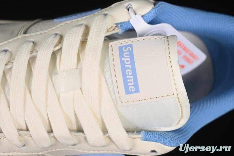 Nike Air Force 1 '07 Low Supreme Collaboration Blue Swoosh Gum Sole Casual Sneakers - XS1958-547
