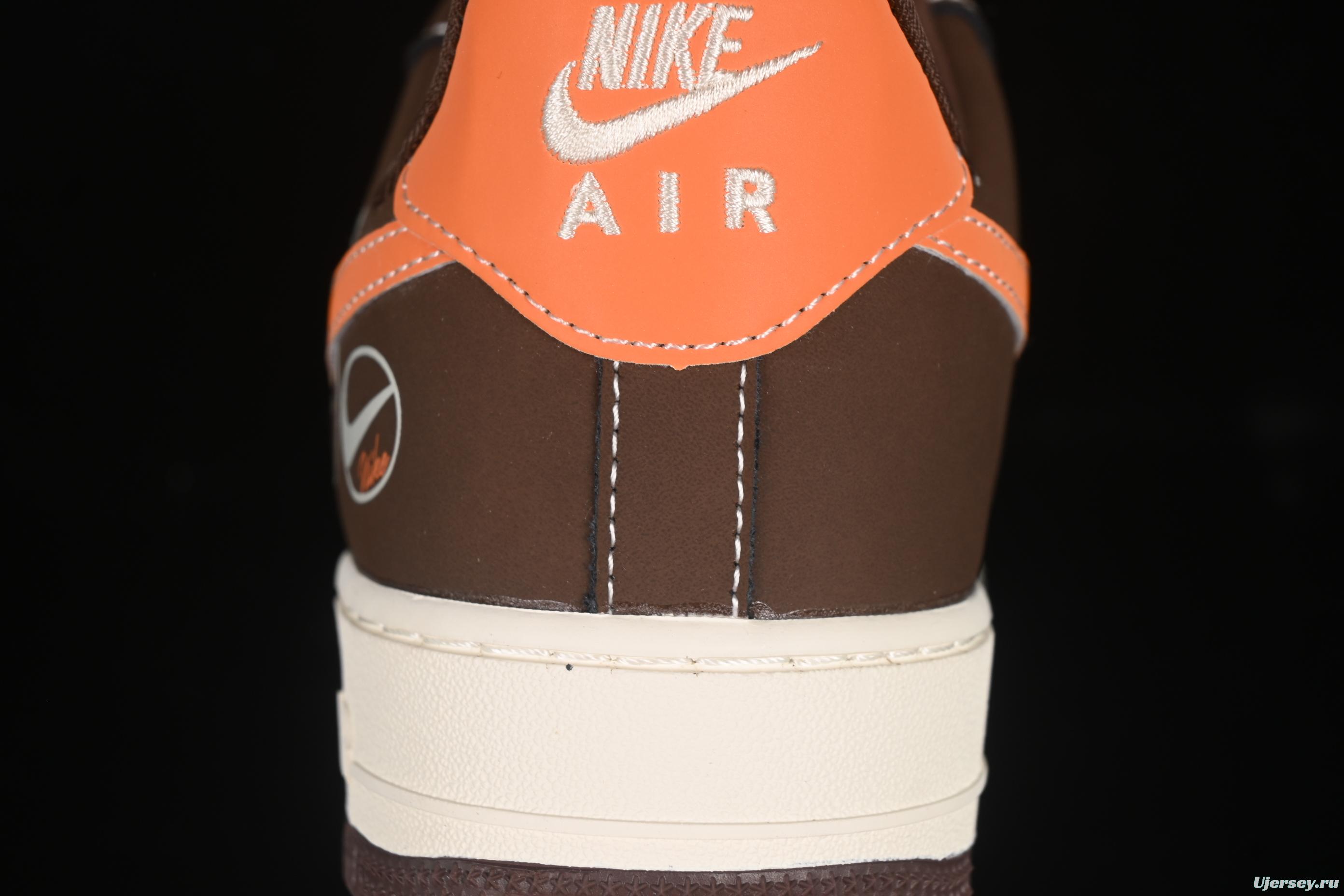 Nike Air Force 1 '07 Low Collaboration Dark Brown Swoosh Casual Sneakers - KK1988-080