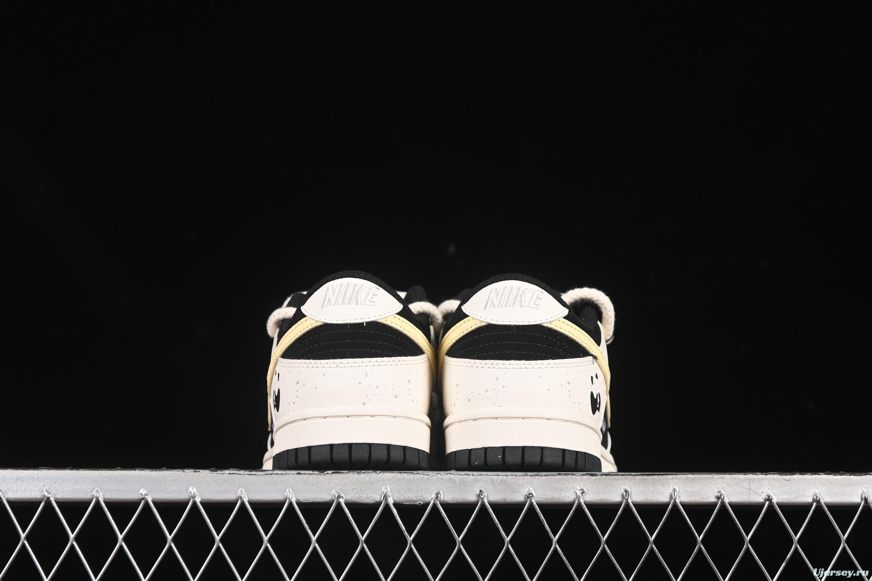 Nike Dunk Low Retro Casual Sneakers with Panda Cheesy Colorway and Splatter Effect - DD1391-100