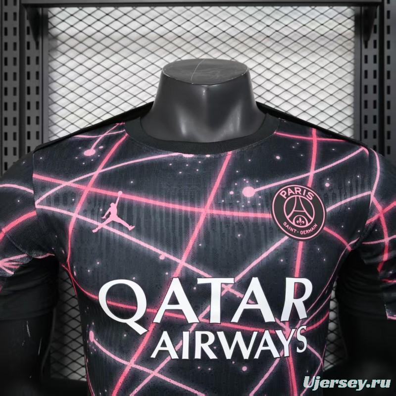 Player Version 25/26 Paris Saint-Germain PSG Black with Neon Geometric Network Jersey