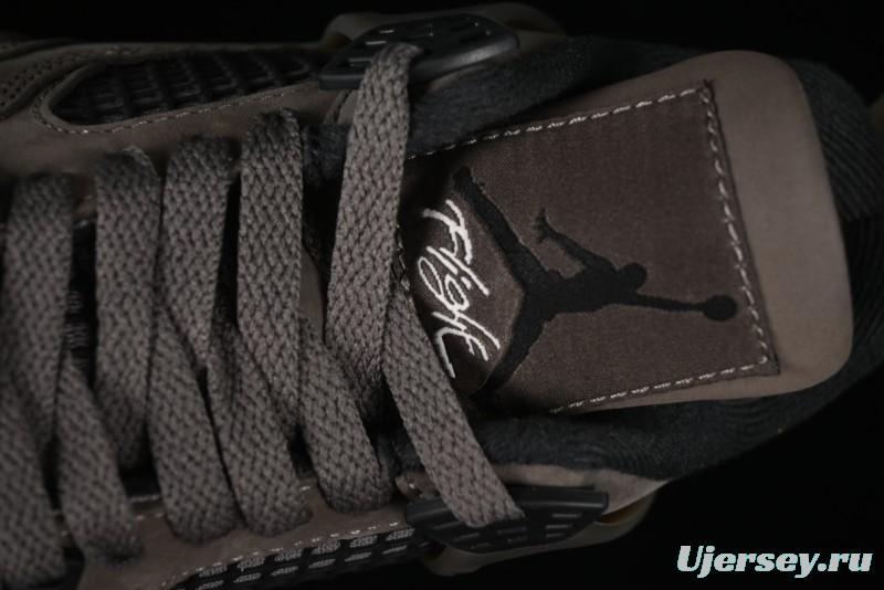 Nike Air Jordan 4 Retro Sneakers in Cave Stone Brown with Black Mesh and TPU Details - FV5029-200