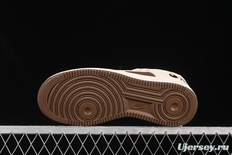 Nike Air Force 1 '07 Low BAPE Collaboration Beige Brown Graffiti Swoosh Casual Sneakers - DF0188-061