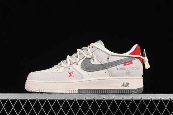 Nike Air Force 1 '07 Low LV Collaboration Two-Tone Red Heel Drawstring Casual Sneakers - DM6868-084