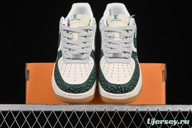 Nike Air Force 1 '07 Low LV Collaboration Green Stone Grain Gum Sole Casual Sneakers - ZH2598-306