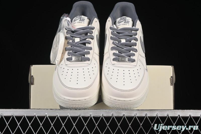Nike Air Force 1 '07 Low Casual Sneakers in Cream Grey with Full-Length Air Cushion - SC9207-534