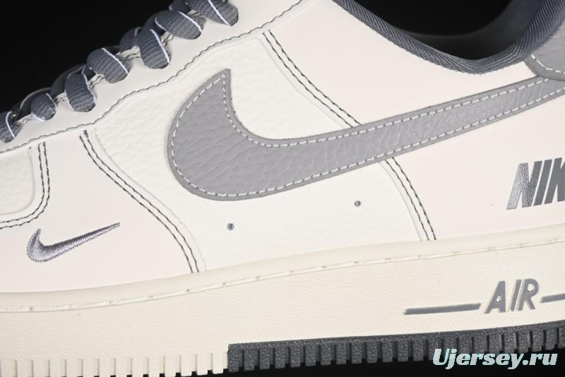 Nike Air Force 1 '07 Low Casual Sneakers in Cream Grey with Full-Length Air Cushion - SC9207-534
