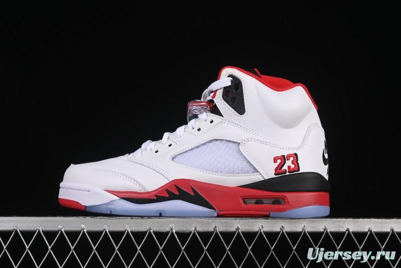 Nike Air Jordan 5 Retro Basketball Shoes Fire Red Black Tongue - HQ7978-101