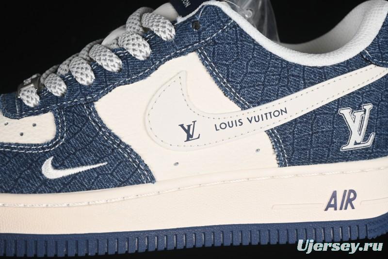 Nike Air Force 1'07 Low LV Collaboration Dark Blue Checkerboard Casual Sneakers - XS1958-551