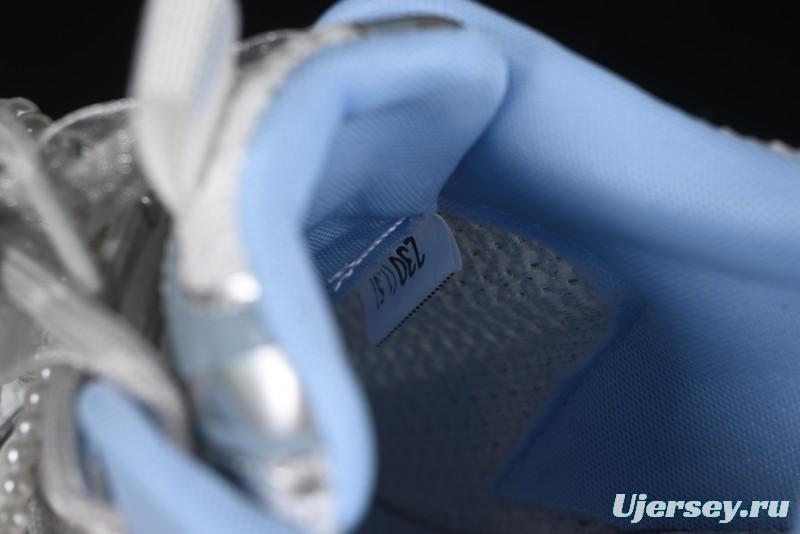 GG-CC Star Same Style Lace-Up Hollow Out Dad Shoes with 5cm Hidden Height Increase - G25X269 White Blue