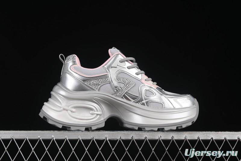 GG-CC 25ss New Platform Chunky Sneakers with 7CM Height Increase and Irregular Design - 668-2 Silver