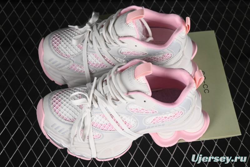 GG-CC Starry Sky Particle Silver White Lace-up Hollow Out Chunky Sneakers with 5cm Height Boost - G25U9778