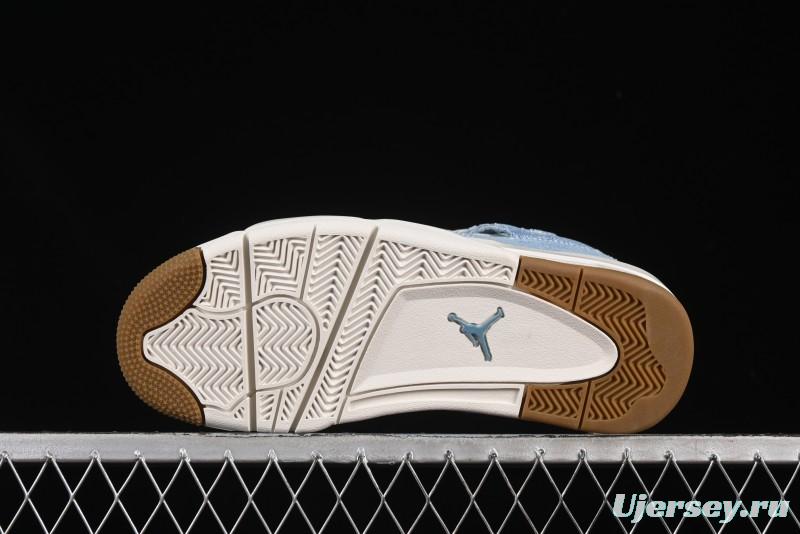 Nike Air Jordan 4 Retro Denim "Worn Blue" Sneakers with Distressed Wash Finish - IB6716-100