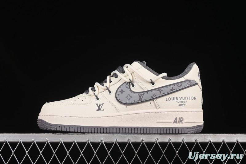 Nike Air Force 1 '07 Low LV Collaboration Grey Swoosh Drawstring Casual Sneakers - DM6868-067