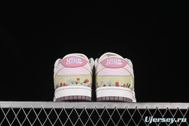 Nike Dunk Low Mushroom Floral-Themed Low-Top Casual Skate Shoes - IB8876-661