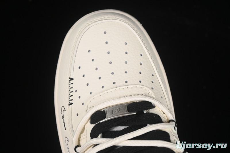 Nike Air Force 1 '07 Low Stussy Collaboration Black Diamond Lace-Up Casual Sneakers - DM6868-073