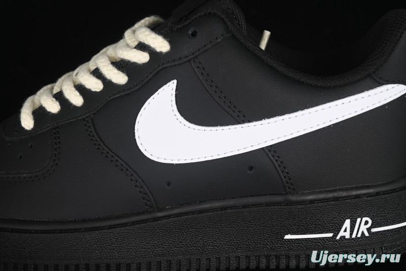 Nike Air Force 1 '07 Low Casual Sneakers in Black & White with Hemp Rope Detailing - ZH0316-073