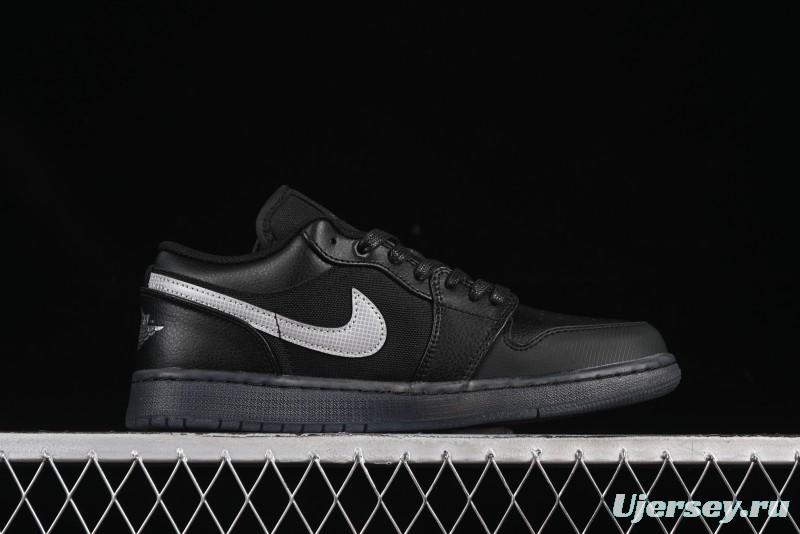 Nike Air Jordan 1 Low AJ1 Basketball Shoes Black White Canvas Leather Panel - HV5968-001